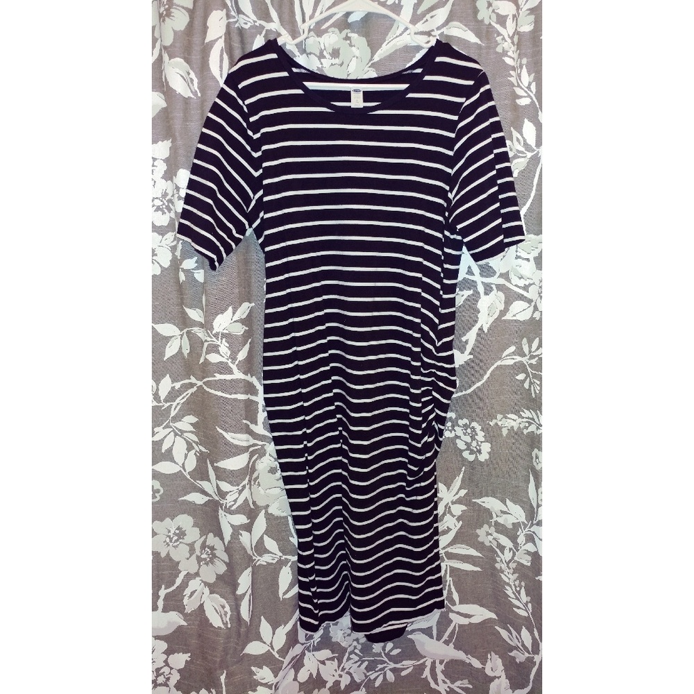 Black and white striped maternity dress